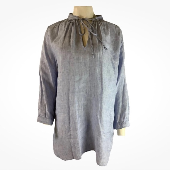 J. Crew Tops - J Crew Sz S 100% Linen Beach Swim Cover Up Tunic Travel Top In Sky Blue
